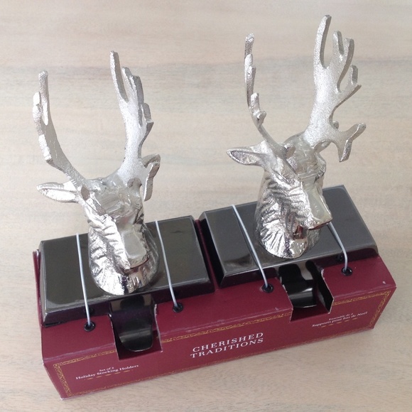 Set of 2 Deer Antler Stocking Holders - Picture 2 of 5